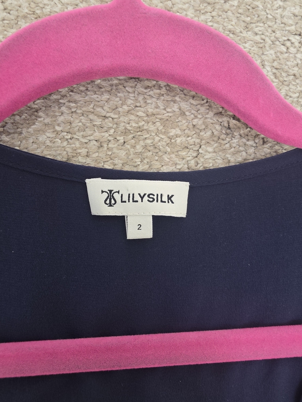 LilySilk Navy Silk Wrap Dress Sz 2 Mulberry Silk Quiet Luxury Coastal Chic - Picture 8 of 12